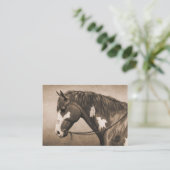Carte De Visite Cheval de guerre indien Pinto à Sepia (Debout devant)