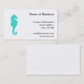 Carte De Visite Cheval de mer Turquoise en Blanc (Devant / Derrière)