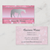 Carte De Visite Cheval de plaisance Silver Western sur Pink Brokeh (Devant / Derrière)