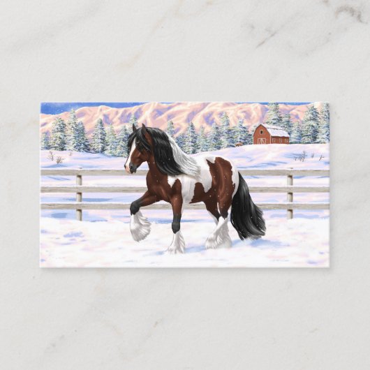 Carte De Visite Cheval de Tinker Tinker Gypsy Vanner Brown Pinto (Devant)