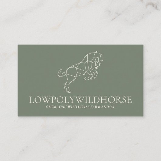 Carte De Visite Cheval d'éleveur d'animaux Sage Vert Lowpoly (Devant)