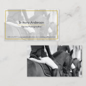 Carte De Visite Cheval d'or blanc minimal/photographe équestre (Devant / Derrière)