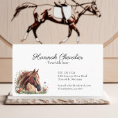 Carte De Visite cheval élégant avec équitation fleur sauvage