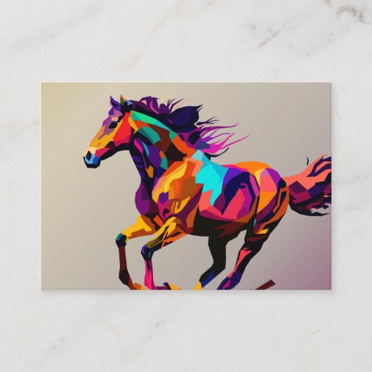 Carte De Visite Cheval en course pop art (Devant)