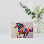 Carte De Visite Cheval en course pop art (Debout devant)