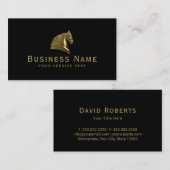 Carte De Visite Cheval équestre Equine Head moderne Black & Gold (Devant / Derrière)