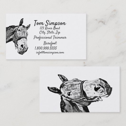 Carte de visite Cheval Farrier Personnalisé (Devant / Derrière)