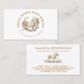 Carte De Visite Cheval Jouer Fleurs Pony (Devant / Derrière)