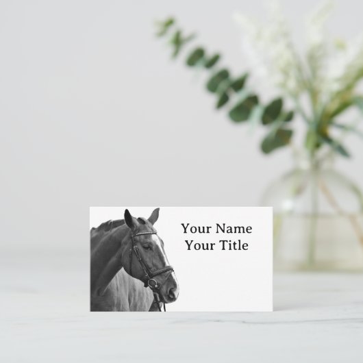 Carte De Visite Cheval moderne Equestre noir et blanc (Debout devant)