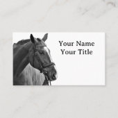 Carte De Visite Cheval moderne Equestre noir et blanc (Devant)