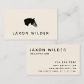 Carte De Visite Cheval Noir Blanc Fumée Nuage Minimal Rustique (Devant / Derrière)