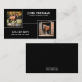 Carte De Visite Cheval noir et blanc unique Photos Equine (Devant / Derrière)