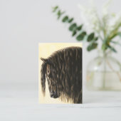 Carte De Visite Cheval noir Friésien (Debout devant)