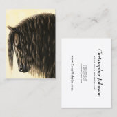 Carte De Visite Cheval noir Friésien (Devant / Derrière)