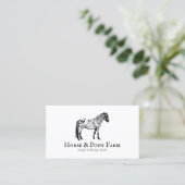 Carte De Visite Cheval Poney Noir Blanc (Debout devant)