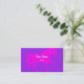 Carte De Visite cheval rose néon trottant (Debout devant)