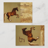 Carte De Visite CHEVAL ROUGE Monogramme de parchemin (Devant / Derrière)