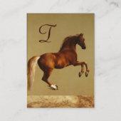 Carte De Visite CHEVAL ROUGE Monogramme de parchemin (Dos)
