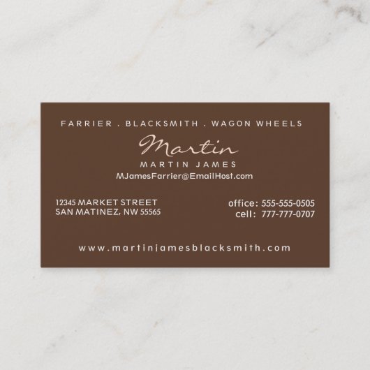 Carte De Visite Cheval sous la Sepia de chêne avec Monogramme (Devant)