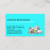 Carte De Visite Cheval turquoise Vache mouton Chien Chat Oiseau vé (Dos)