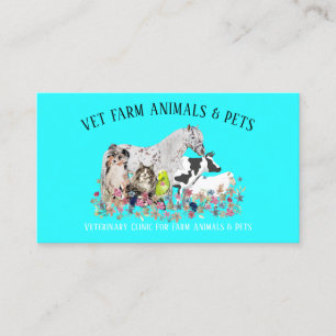 Carte De Visite Cheval turquoise Vache mouton Chien Chat Oiseau vé