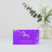 Carte De Visite Cheval Unicorne Diamants Violet (Debout devant)