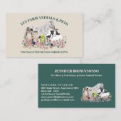 Carte De Visite Cheval Vert Beige Vache Mouton Chien Chat Animaux  (Devant / Derrière)