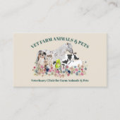 Carte De Visite Cheval Vert Beige Vache Mouton Chien Chat Animaux  (Devant)