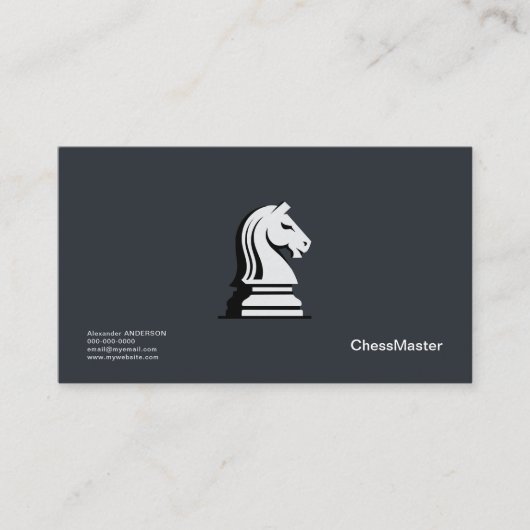 Carte De Visite Chevalier d'échecs blanc (Devant)