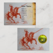 Carte De Visite CHEVALIER FLORENTINE SUR HORSEBACK Gem monogramme (Devant / Derrière)