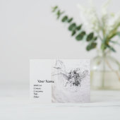 Carte De Visite CHEVALIER MÉDIÉVAL À PIED SUR PEGASUS Black White (Debout devant)