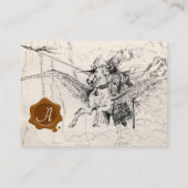 Carte De Visite CHEVALIER MÉDIÉVAL À PIED SUR PEGASUS Black White (Dos)