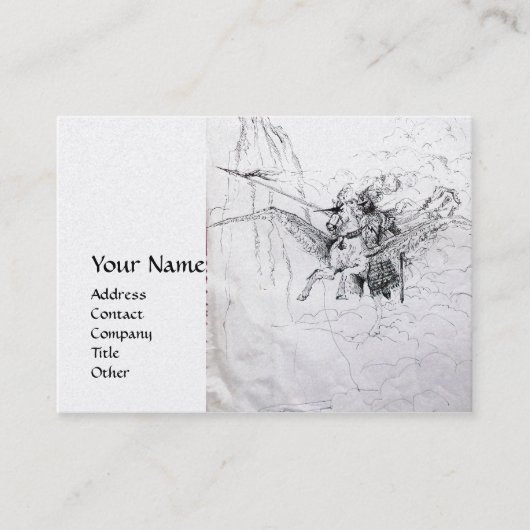 Carte De Visite CHEVALIER SUR PEGASUS platine métallique (Devant)