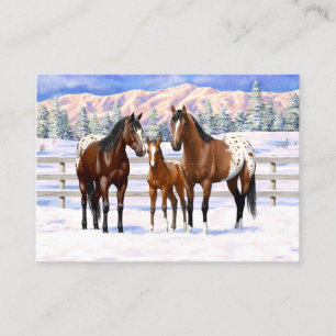 Carte De Visite Chevaux Appaloosa De Baie Brown En Neige
