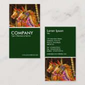 Carte De Visite Chevaux de manège - Vert foncé (Devant / Derrière)