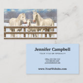 Carte De Visite Chevaux Du Quartier Blanc En Neige (Devant / Derrière)