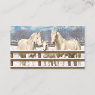 Carte De Visite Chevaux Du Quartier Blanc En Neige