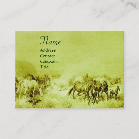 Carte De Visite CHEVAUX ÉLEVAGE vert (Devant)