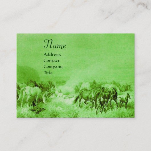 Carte De Visite CHEVAUX ÉLEVAGE vert (Devant)