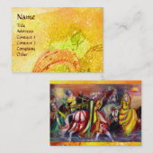 Carte De Visite CHEVAUX EN NUIT brillant jaune or éclatant (Devant / Derrière)