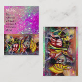 Carte De Visite CHEVAUX EN NUIT violet violet éclat d'or (Devant / Derrière)