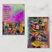 Carte De Visite CHEVAUX EN NUIT violet violet éclat d'or (Devant / Derrière)