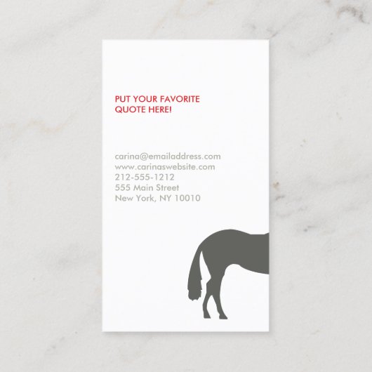 CARTE DE VISITE CHEVAUX GRAS (Dos)