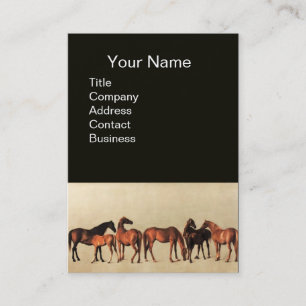 Carte De Visite CHEVAUX / MARES ET FOALS Noir