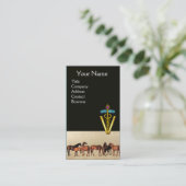 CARTE DE VISITE CHEVAUX/MARES ET FOALS SYMBOLE VÉTÉRINAIRE CADUCE (Debout devant)