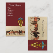 CARTE DE VISITE CHEVAUX/MARES ET FOALS SYMBOLE VÉTÉRINAIRE CADUCE (Devant / Derrière)