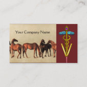 CARTE DE VISITE CHEVAUX/MARES ET FOALS SYMBOLE VÉTÉRINAIRE CADUCE (Dos)
