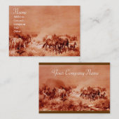 Carte De Visite CHEVAUX, sépia brun (Devant / Derrière)