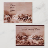 Carte De Visite CHEVAUX, sépia brun (Devant / Derrière)