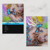 Carte De Visite CHEVEUX BLEU BEAUTY MAKEUP ARTIST monogramme (Devant / Derrière)